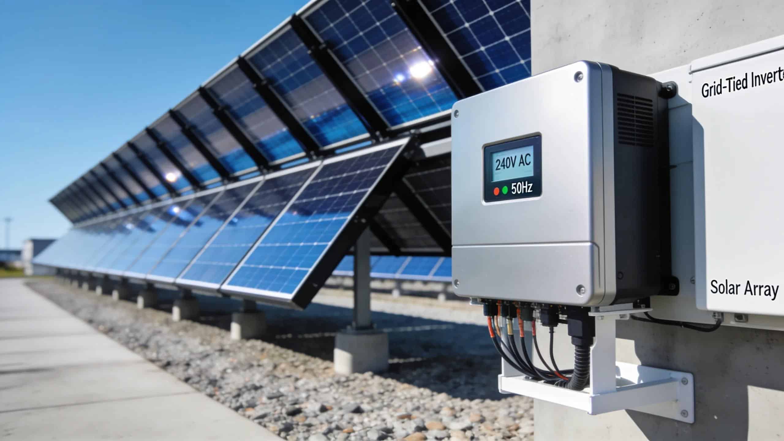 Solar inverter converting DC electricity from solar panels to AC