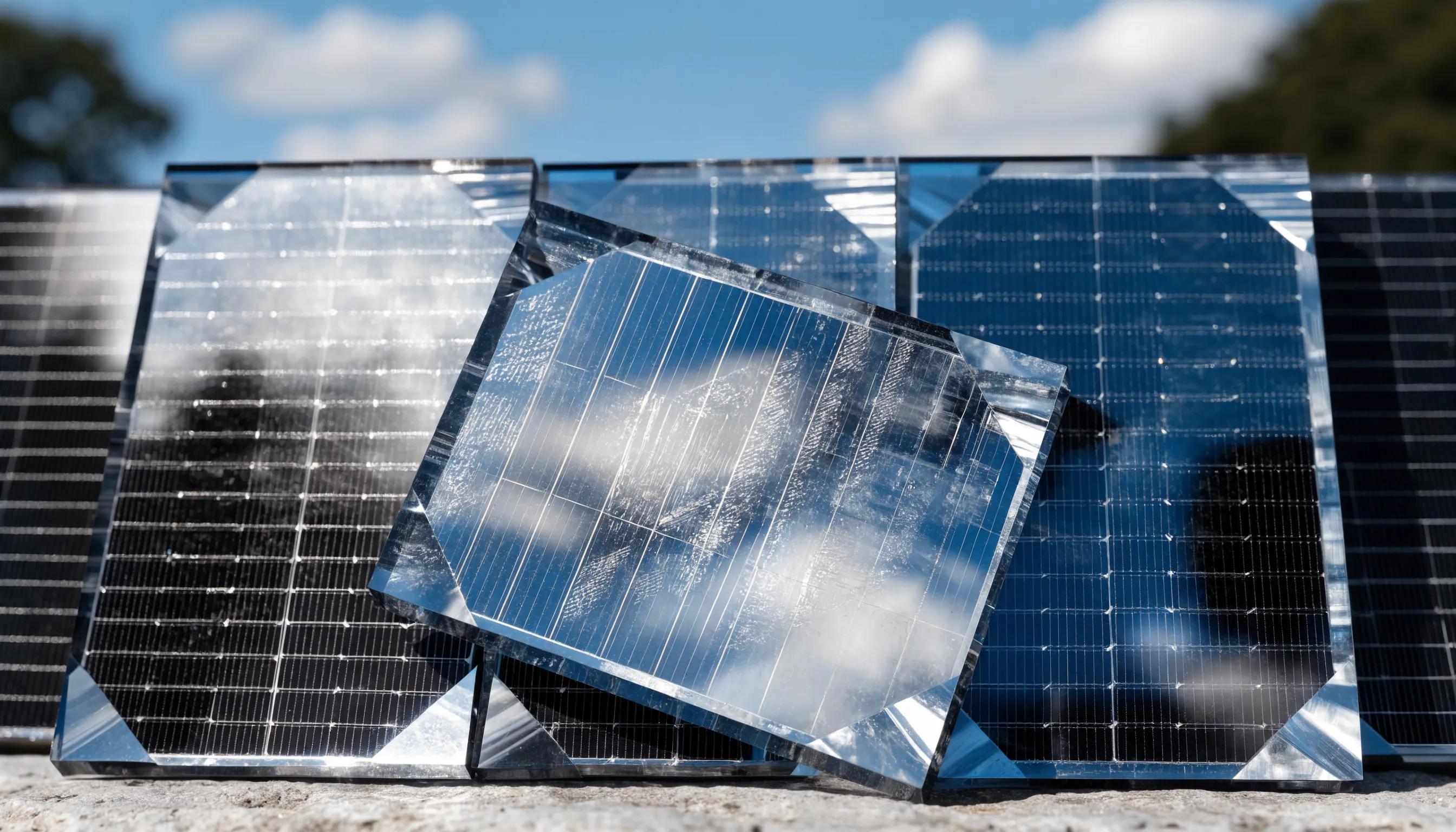 Detailed view of silicon photovoltaic cells illustrating the P-N junction design